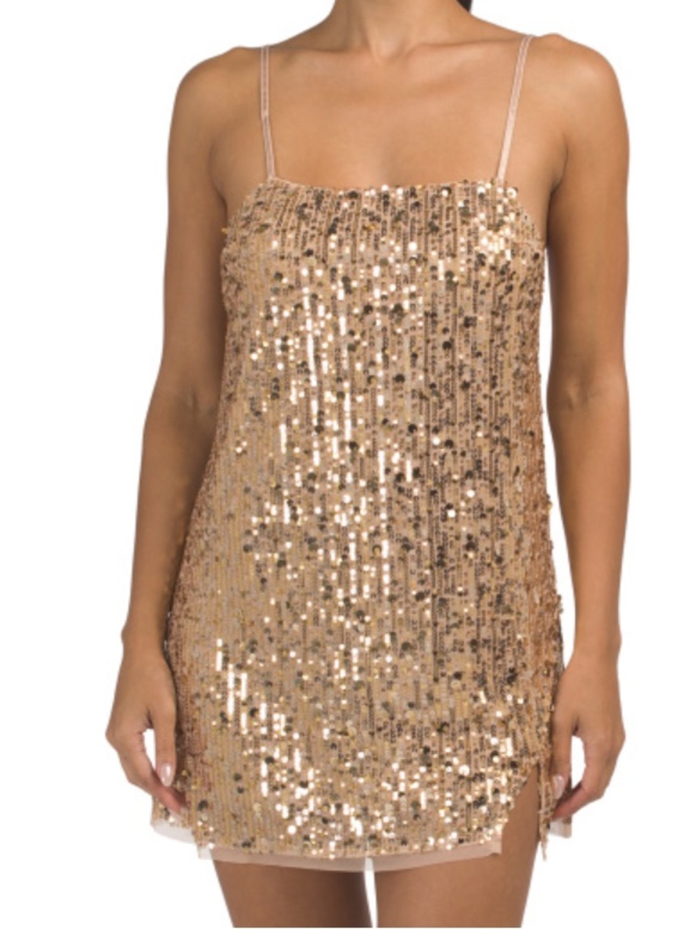 Free People Sequin Mini Slip Dress in Gold